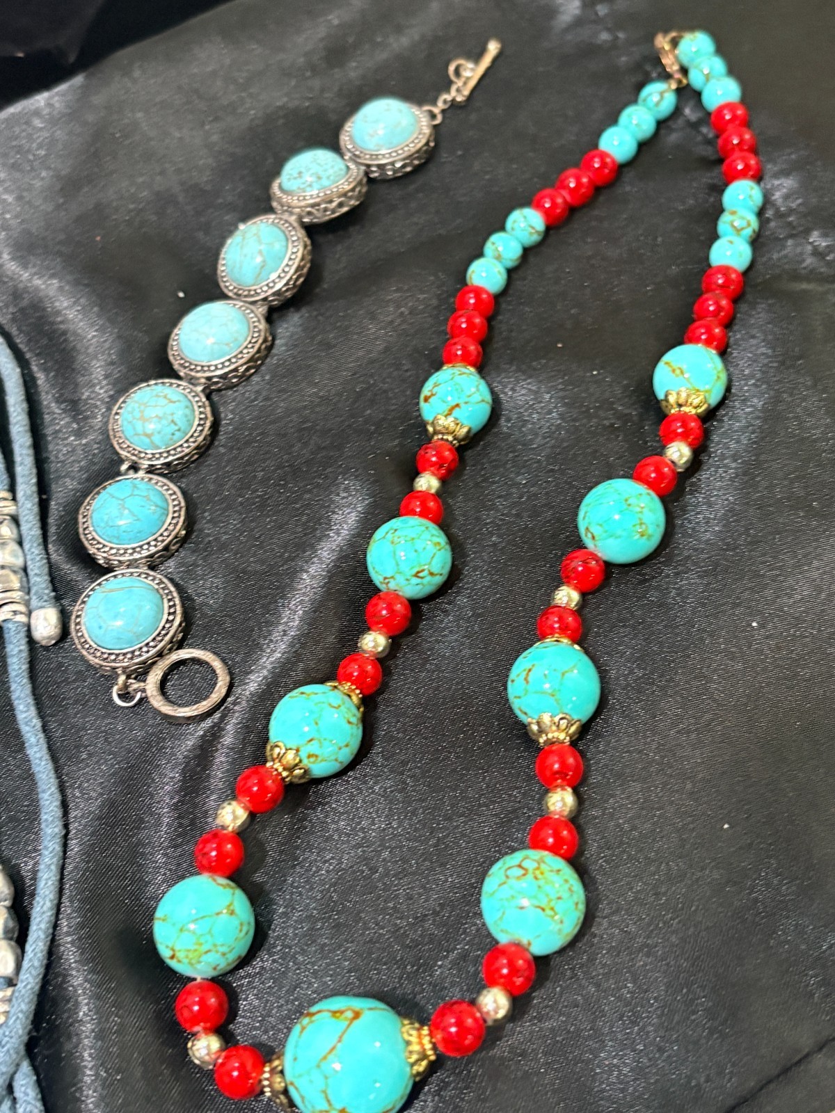Boho Costume Jewelry Lot 12 Pieces Necklaces Bracelets Earrings Turquoise Look