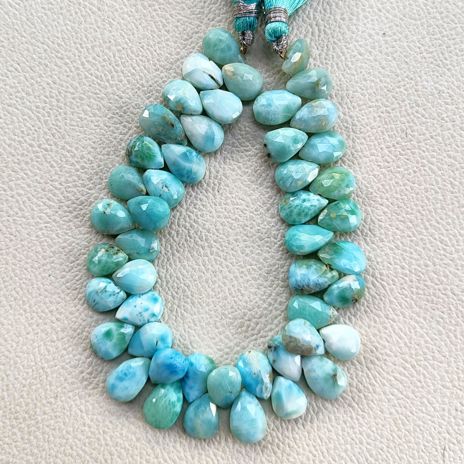 Natural Larimar Dominican Republic 12x8mm Pear Shape Beads 8″ Strand