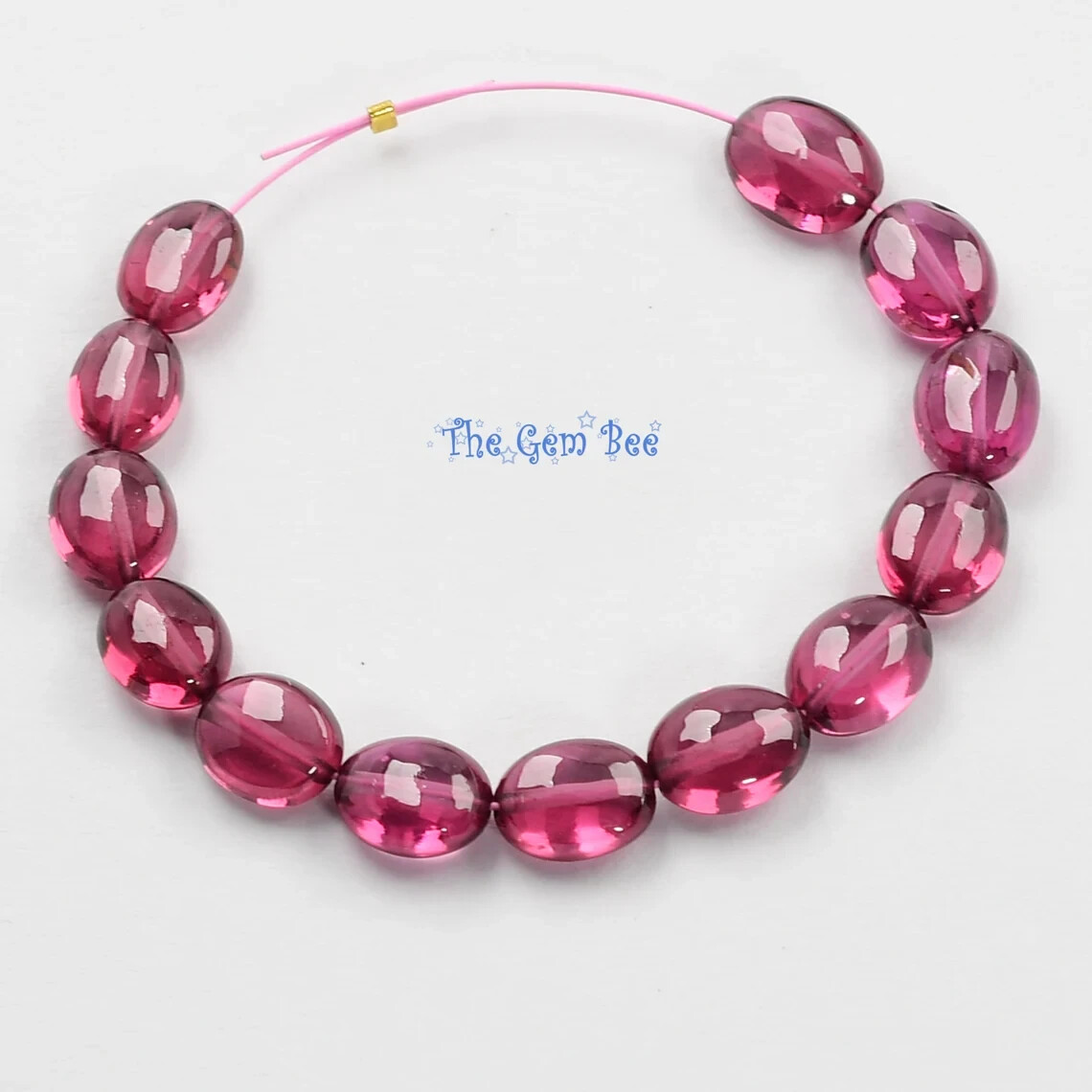 Malawi High Grade Cosmic Pink Rhodolite Garnet Smooth Oval Nugget Beads 3″ (12)