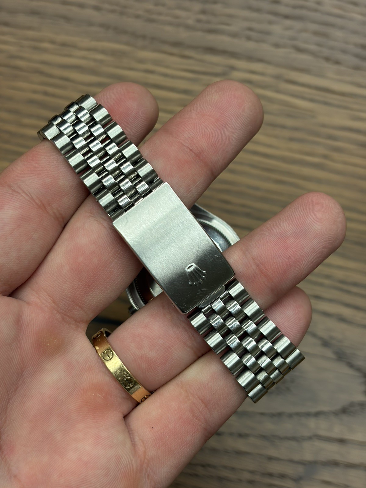 Rolex Datejust 16220 Silver Stick Dial Jubilee Band Engine Turned Bezel