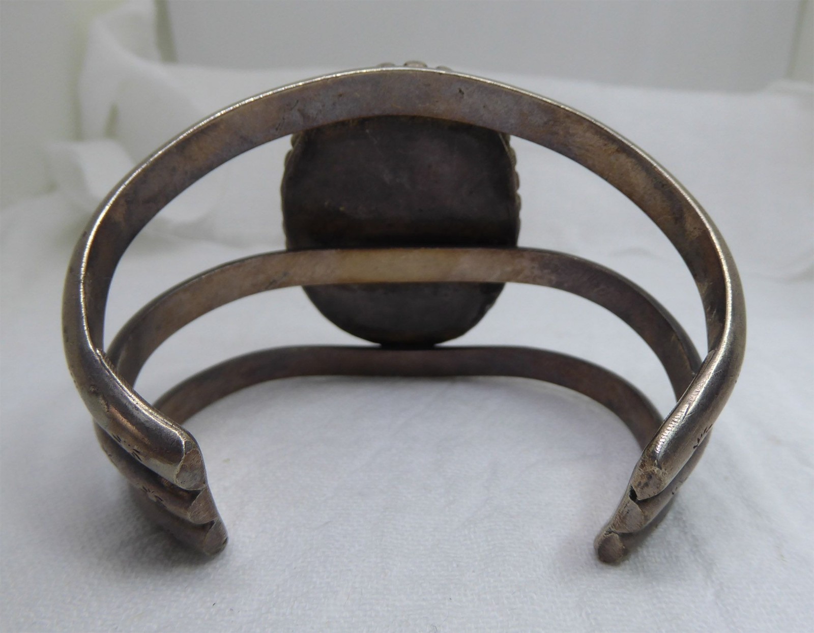 Vintage Navajo Sterling & Large Turquoise Cuff – Heavy 114g – Old Pawn Patina