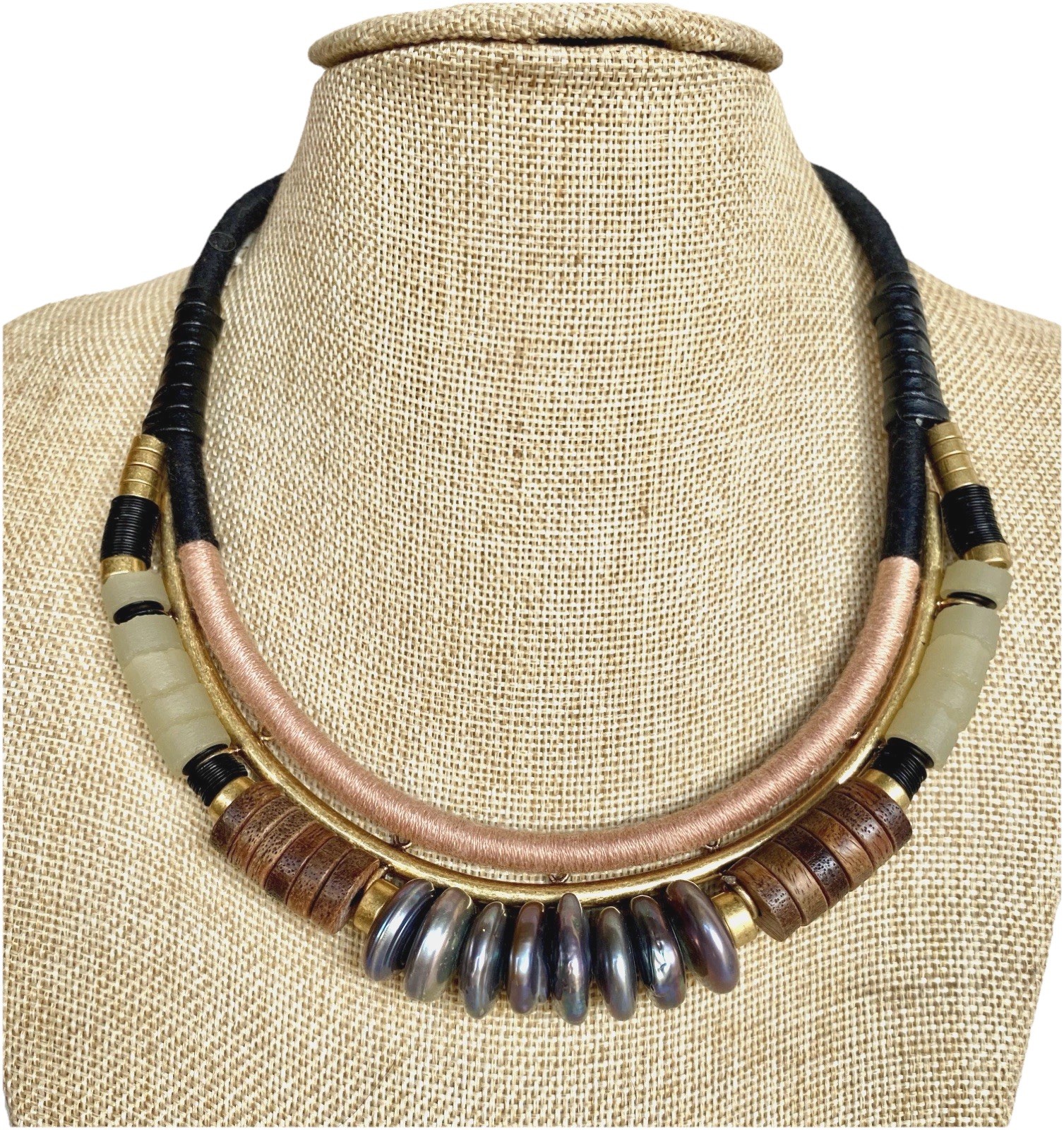 Adjustable Stella & Dot Alay Statement Wrapped Cord Necklace 17-1/2″ to 19-1/2″