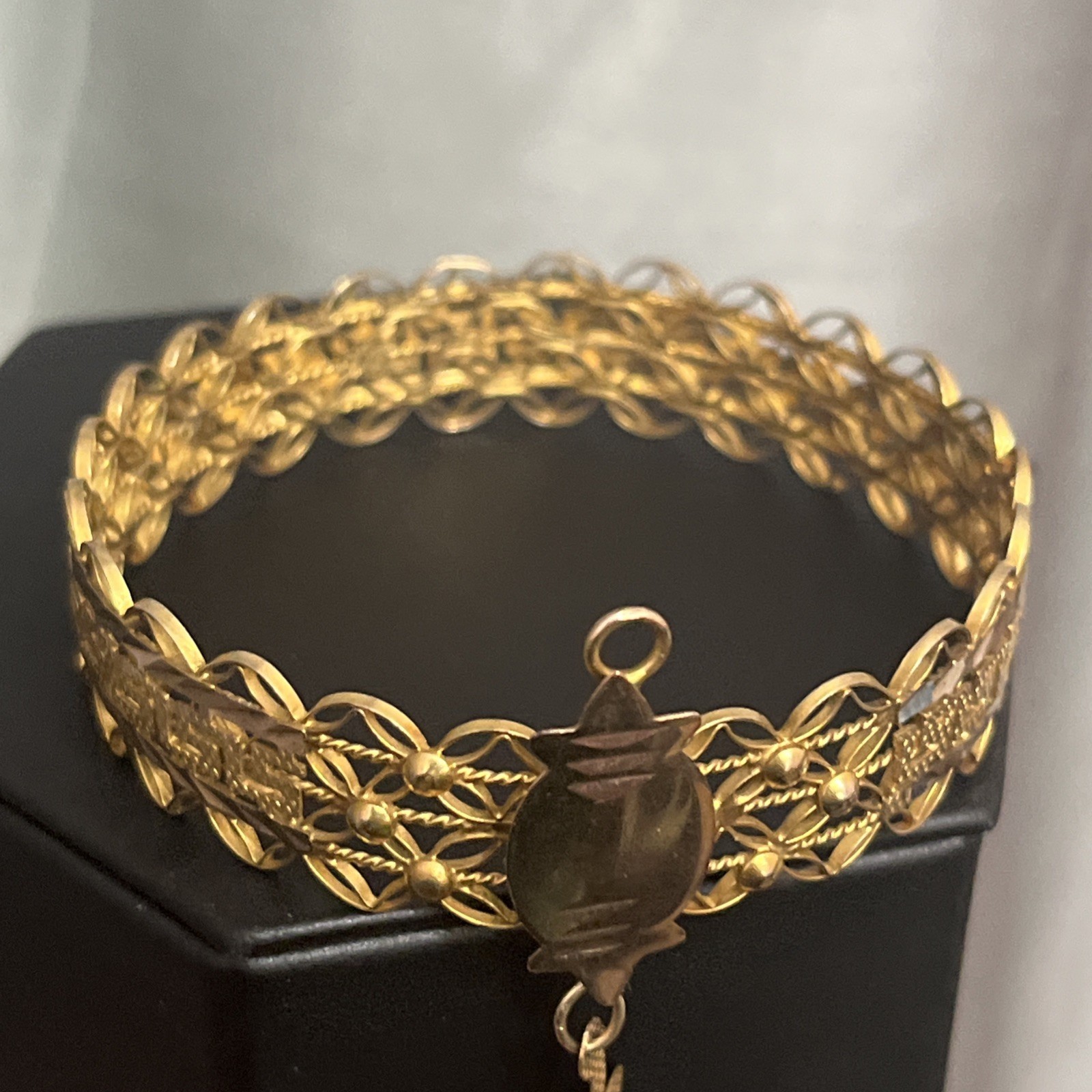 Antique Victorian Etruscan Gold Filled Greek Key Bangle Wedding Love Bracelet