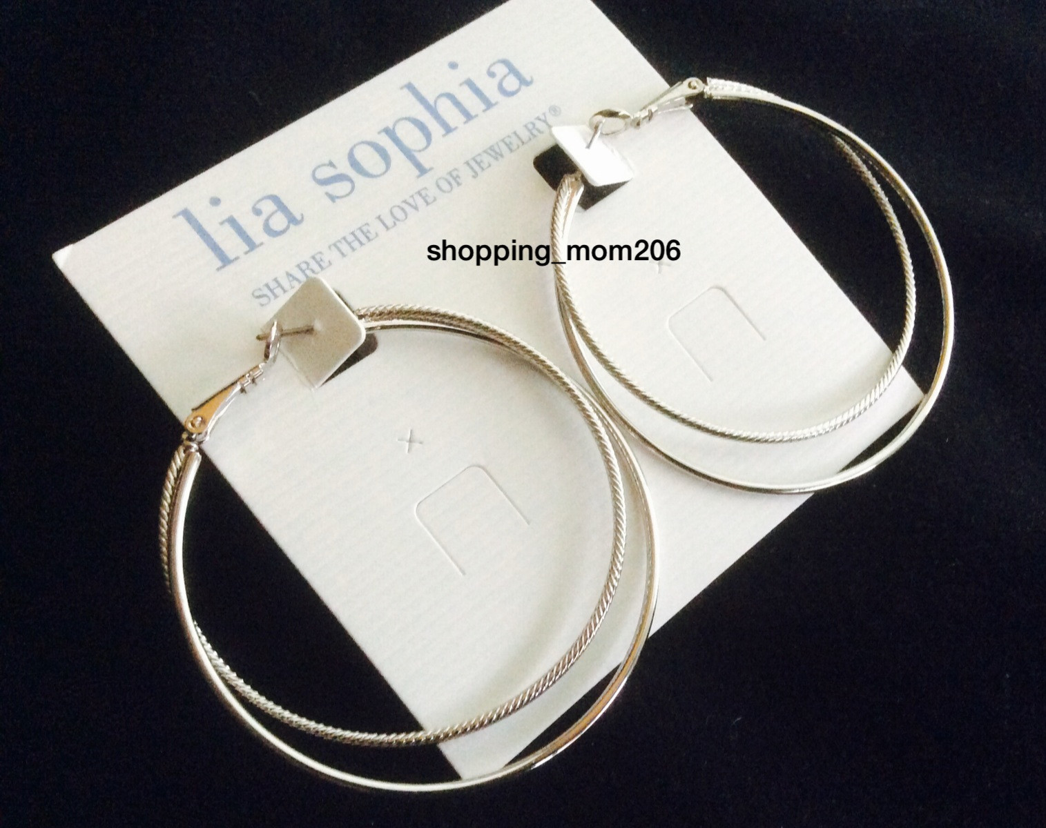 Lia Sophia “Hoopla/Top Notch” Silver Tone Double Hoop Pierced Earrings