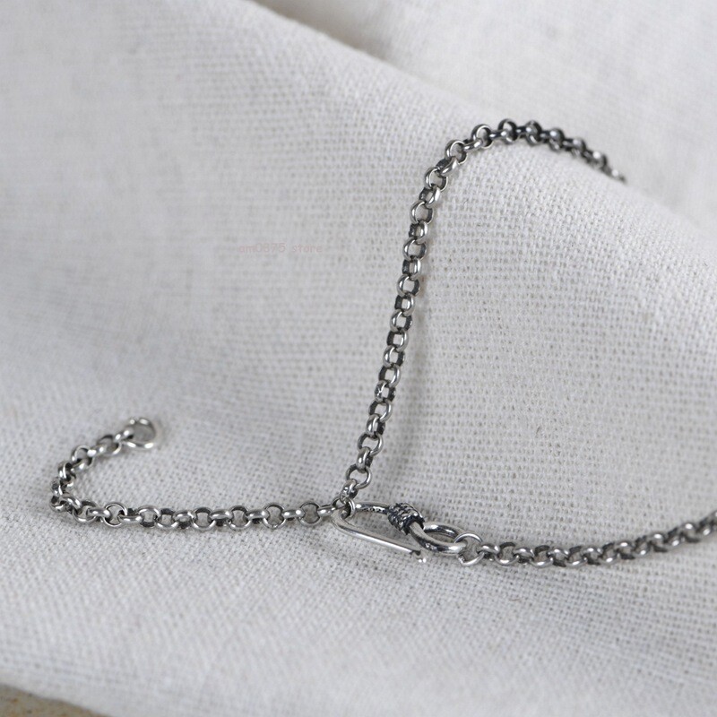 Pure S925 Sterling Silver Necklace Women’s 3mm Rolo Chain Circle Link 16-32inchL