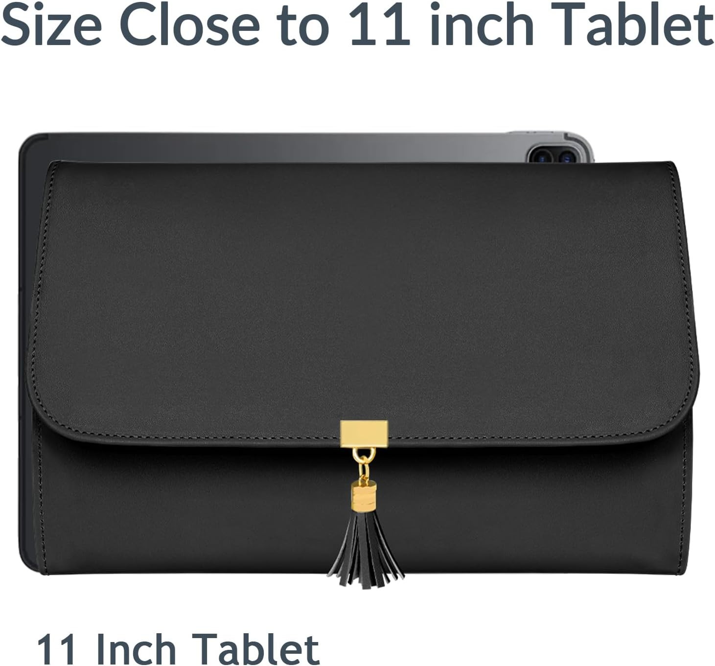 MATEIN Black Jewelry Travel Organizer – Large Vegan Leather Roll Bag with Clear