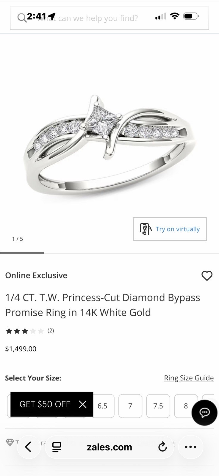 14 Karat White Gold Engagement Ring 1/4 Karat Diamond
