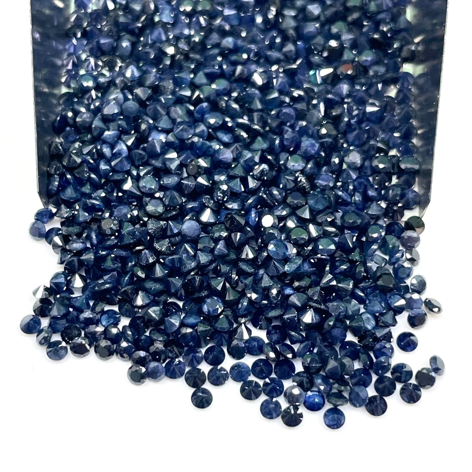 100 Pcs Natural Blue Sapphire 2mm Round Diamond Cut Calibrated Loose Gemstones