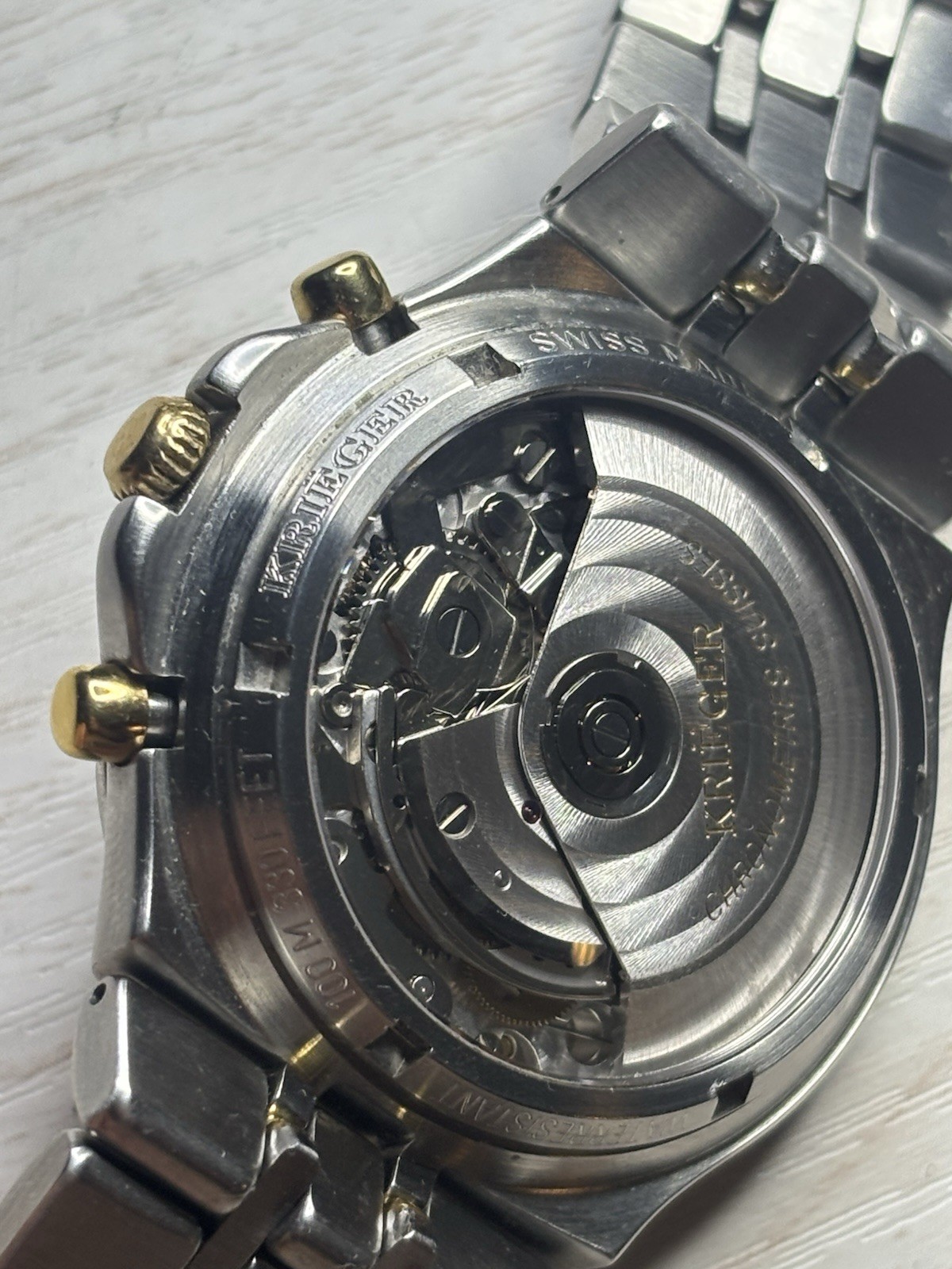 18K & Stainless St. Krieger B929 Automatic Tri Chronograph Certified Chronometer