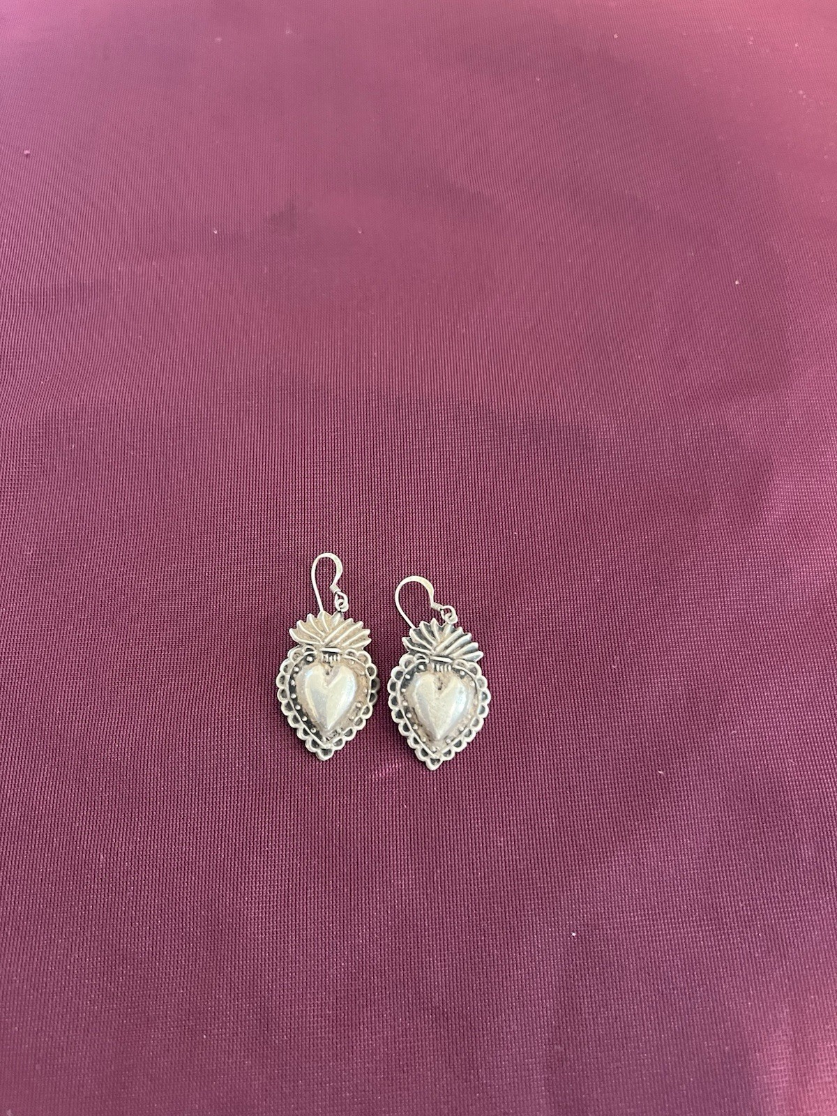 Silver Tone Heart White Pearl Dangle Drop Hook Earrings Love & Hearts Theme