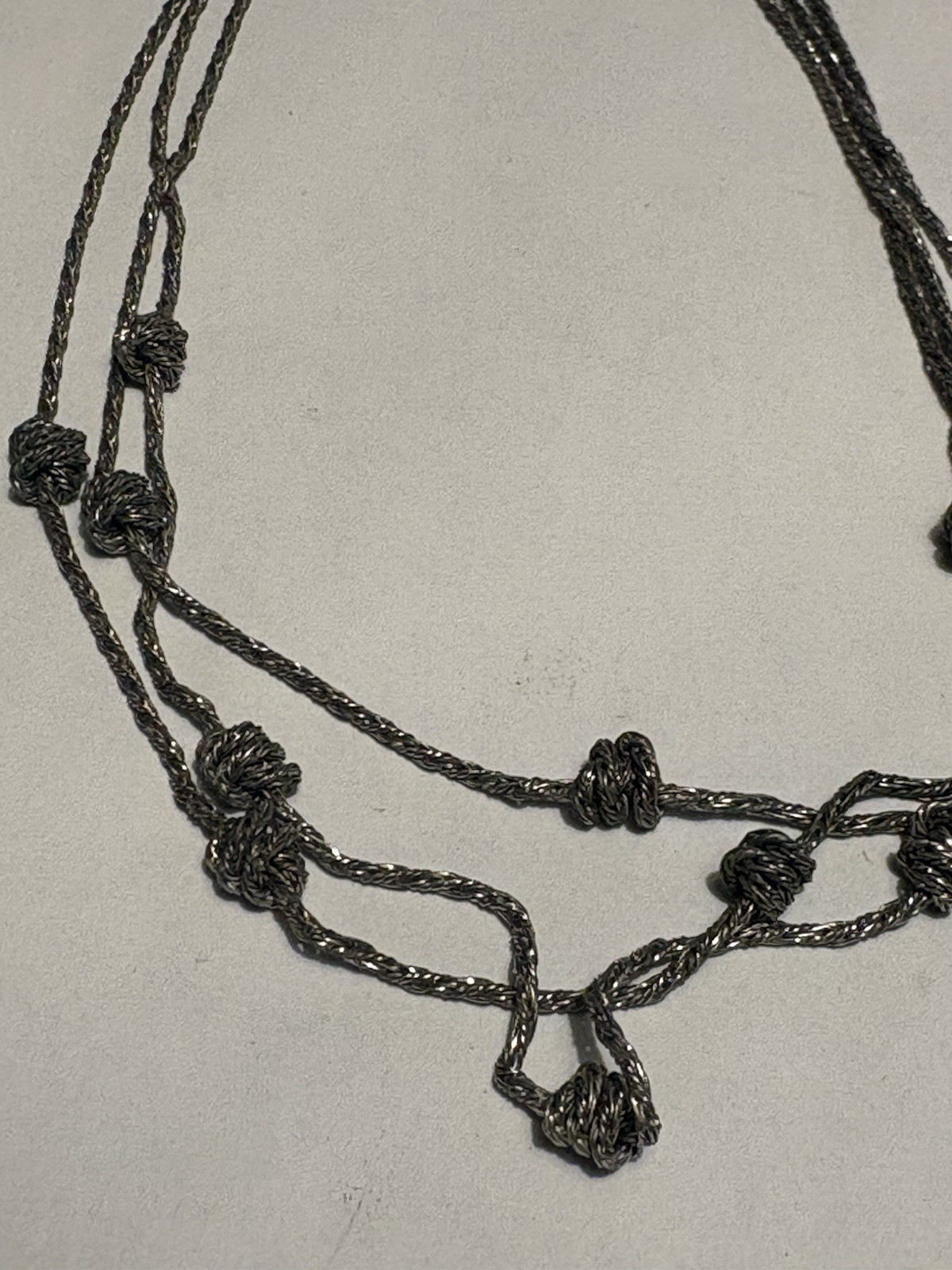 Vintage Sterling Silver 925 Multi Strand Knot Necklace 40cm 15.21g