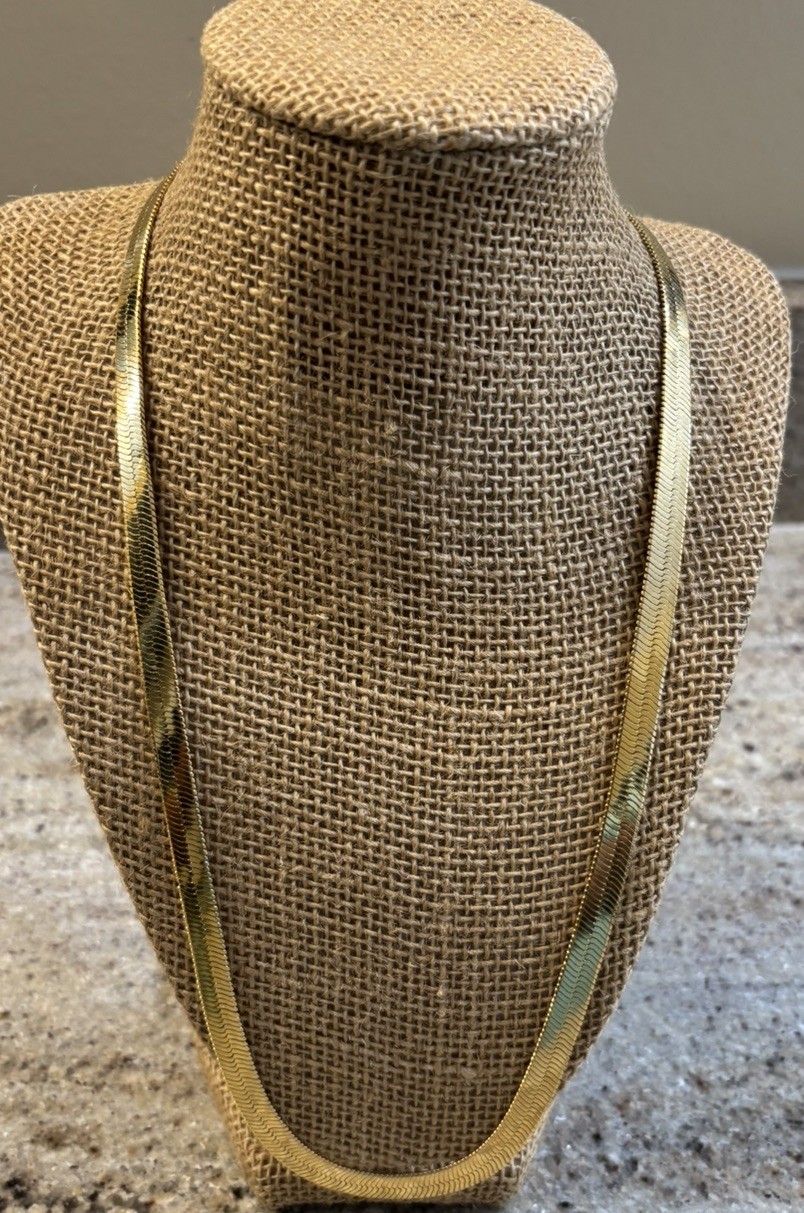 24K GP Herringbone Chain Necklace 24” long.