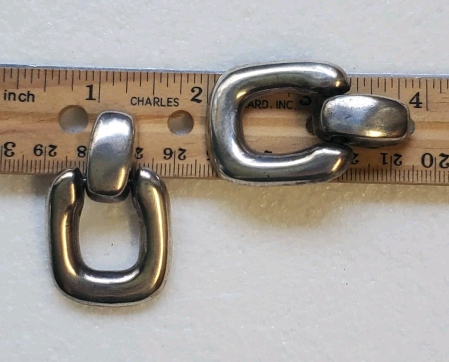 vintage DULCE Taxco Mexico Sterling Silver Clip Doorknocker Earrings ~25.5 g