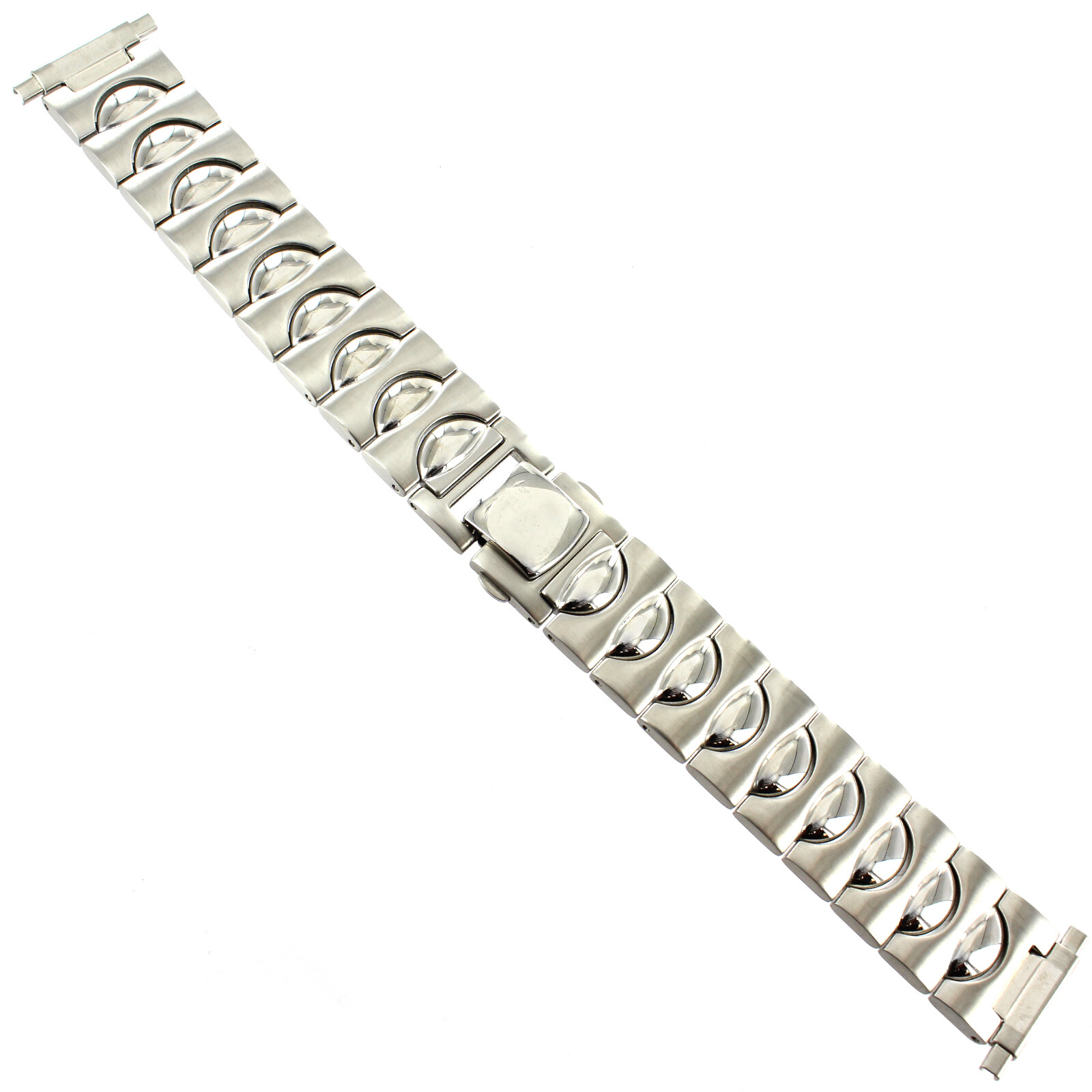 16-22 MM Speidel Solid Silver Tone Stainless Push Open Clasp Mens WatchBand 1691
