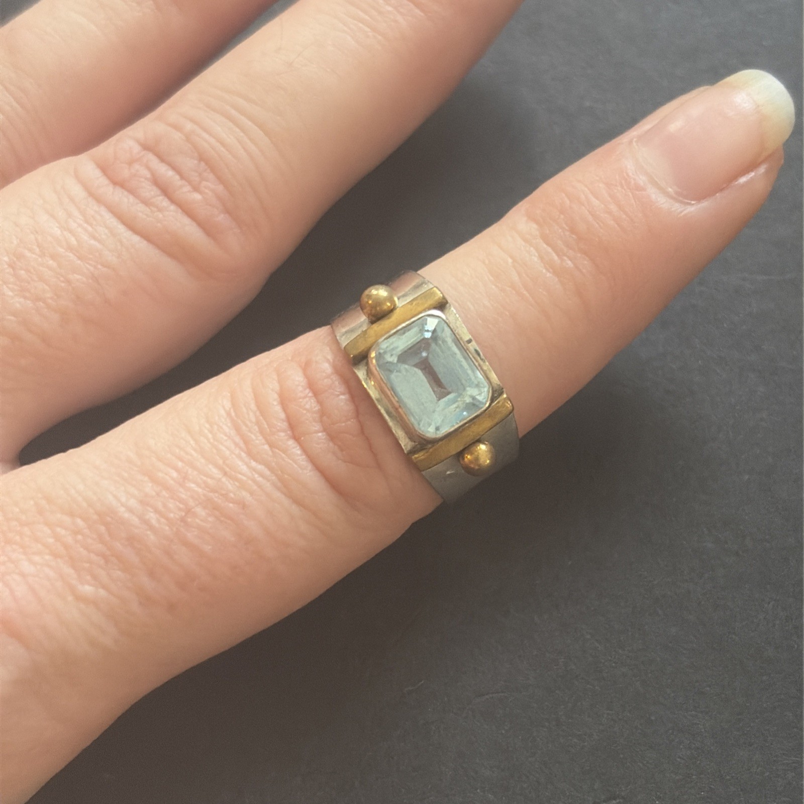 Vintage Starling Silver Blue Topaz Ring Size 7.5 925