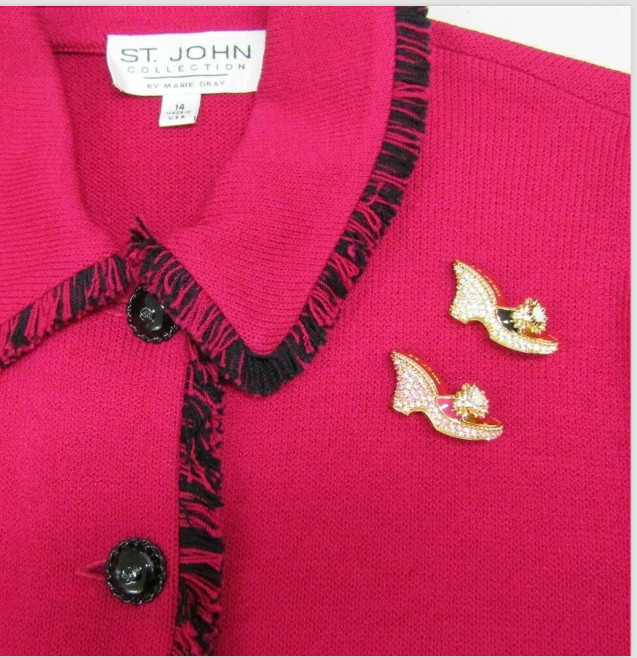 NEW ST. JOHN Pin Brooch Wedge Shoe Flower 24 KGP Pink Multicolor Vintage