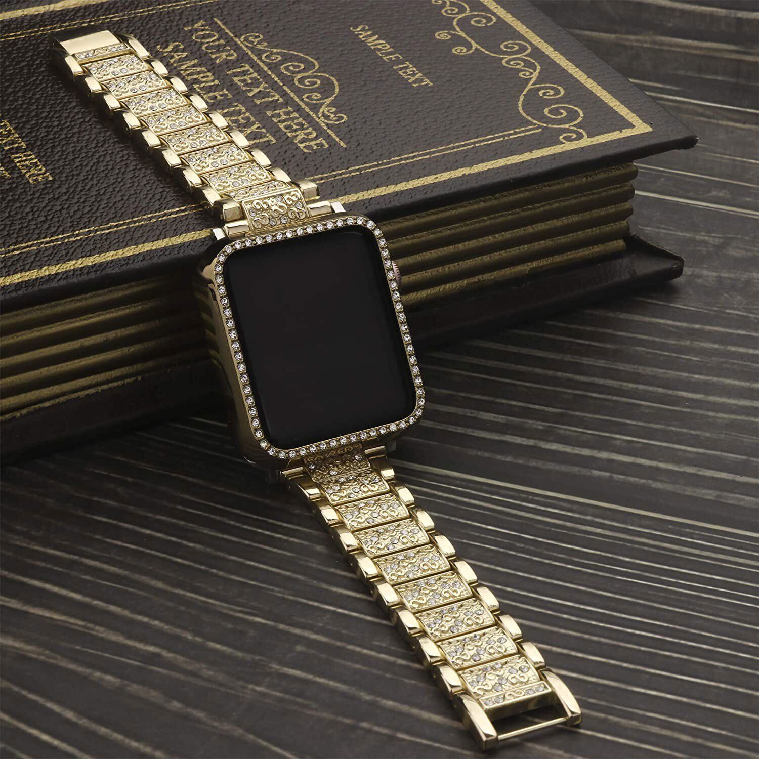 Bling iWatch Band Strap Diamond Case For Apple Watch Series 9 8 7 6 5 4 3 2 49mm