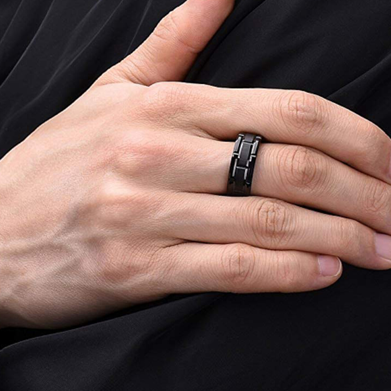 Tungsten Carbide Wedding Band Ring Classic Mens 8mm Brick Pattern FREE ENGRAVING