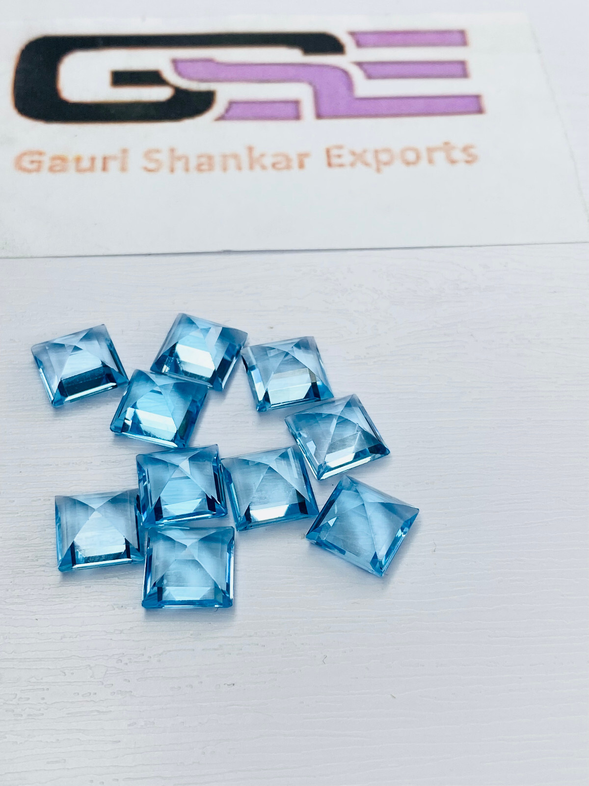 Blue Topaz Faceted Square Cut Loose Gemstone 2.5×2.5 mm to 10×10 mm DG