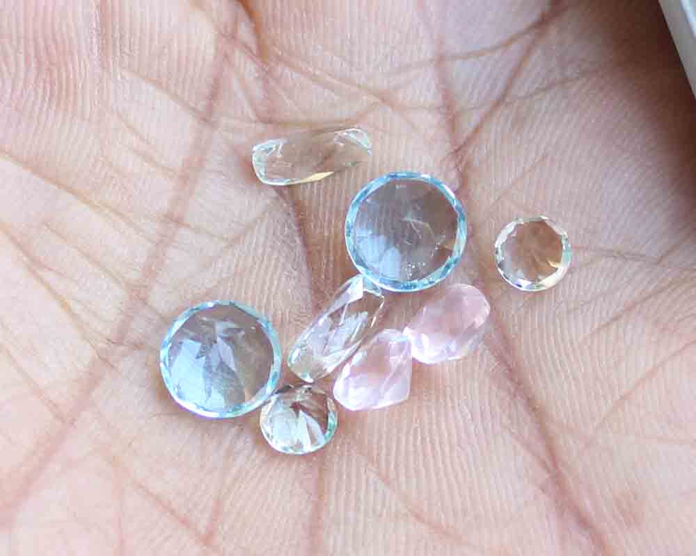 Faceted Cut Assorted Gemstones Topaz Amethyst 9.70 Ct Mix Loose Gemstone Pair