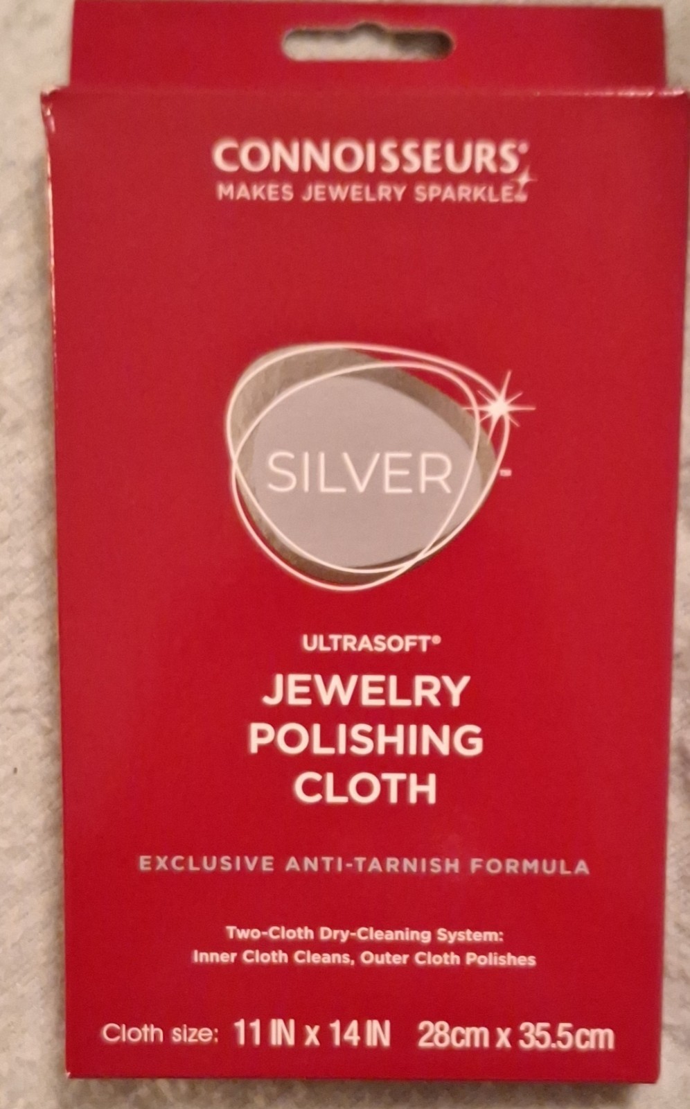 Connoisseurs Silver Jewelry Polishing Cloth 11x14in Anti-Tarnish Non-Toxic 1013