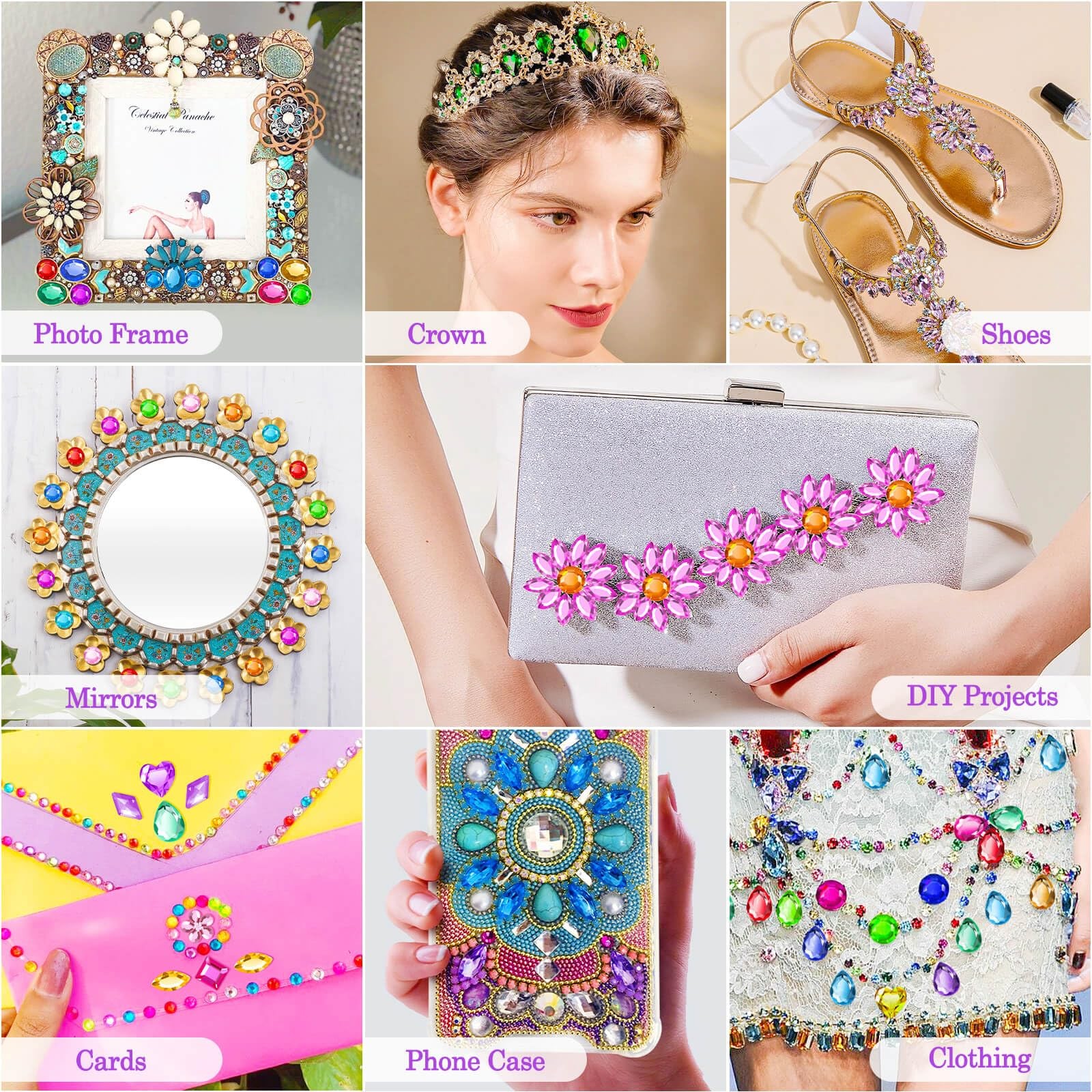 400Pcs Jewels for Bedazzling with 2 Pack B7000 Jewelry Glue, Flat Back Craft …