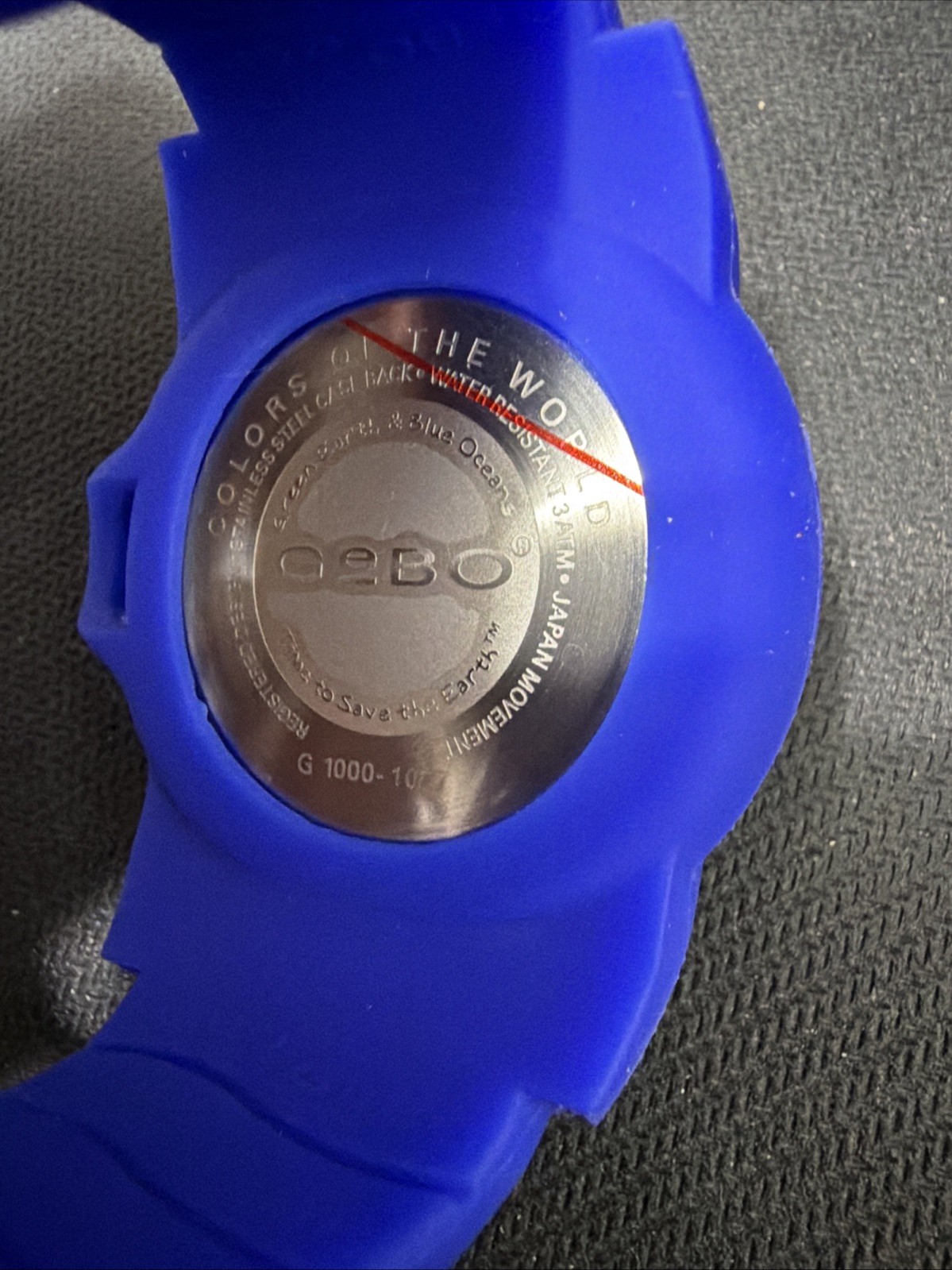 GEBO Time To Save The Earth Watch – 2 Straps Blue & Red – Old Stock