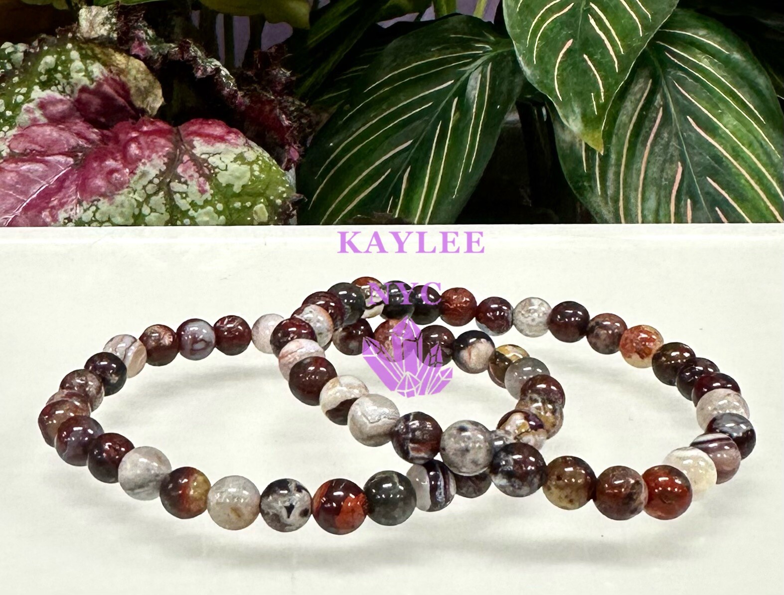 Wholesale 6 Pcs Natural Mexican Lace Agate 6mm 7.5” Stretch Bracelet