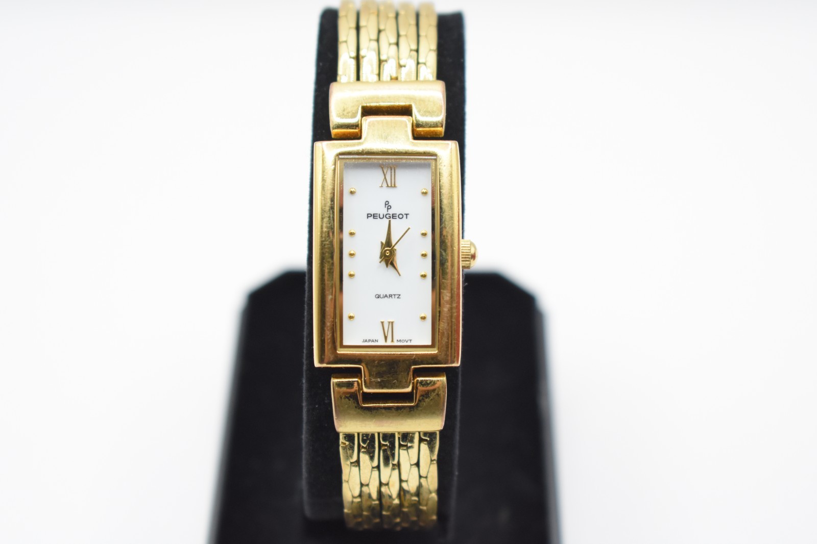 Peugeot Women’s Gold Tone Quartz Dress Watch White Dial w/ Original Box Runs