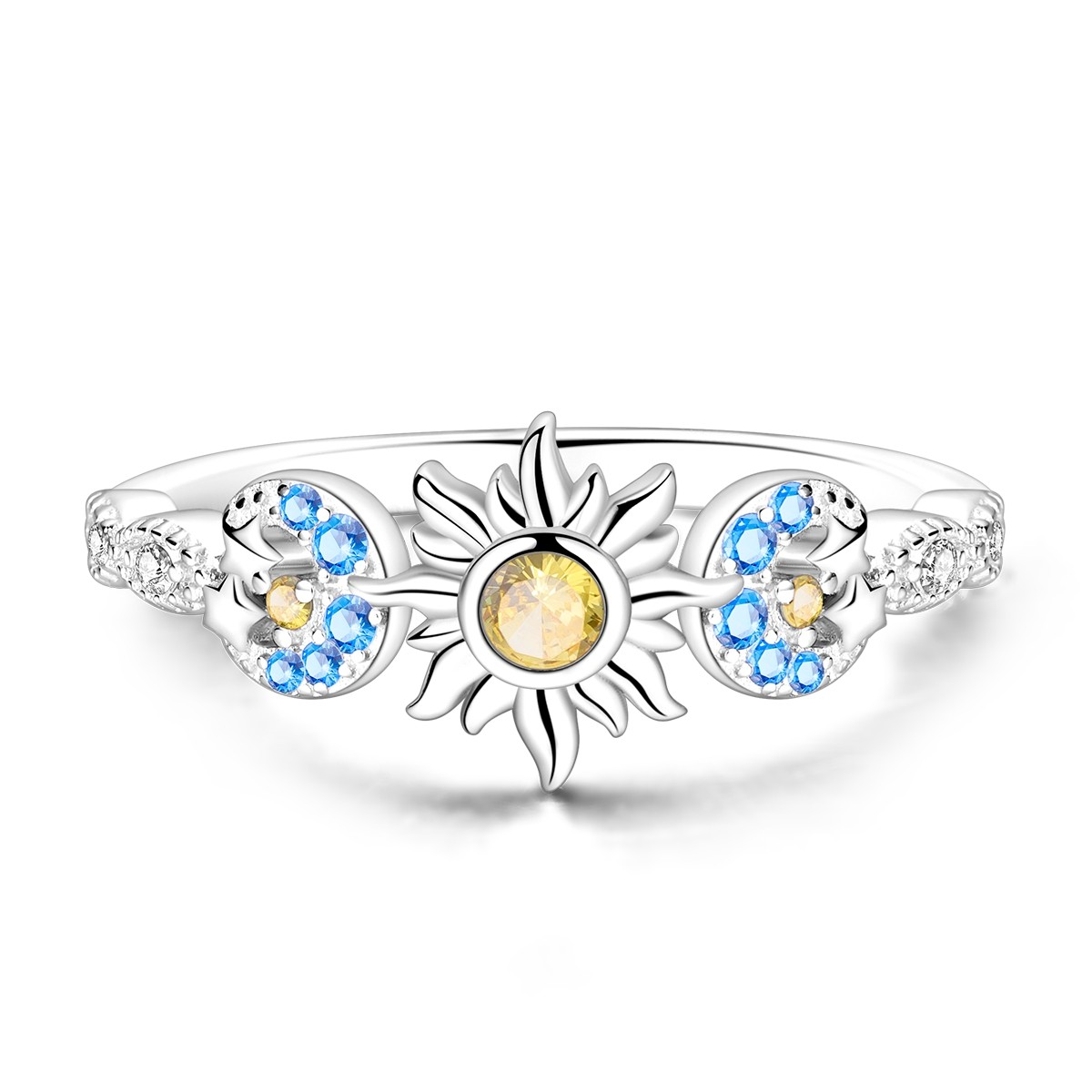 LAZA 925 Sterling Silver Finger Ring AAA CZ Sun Stars Moon Women Jewelry