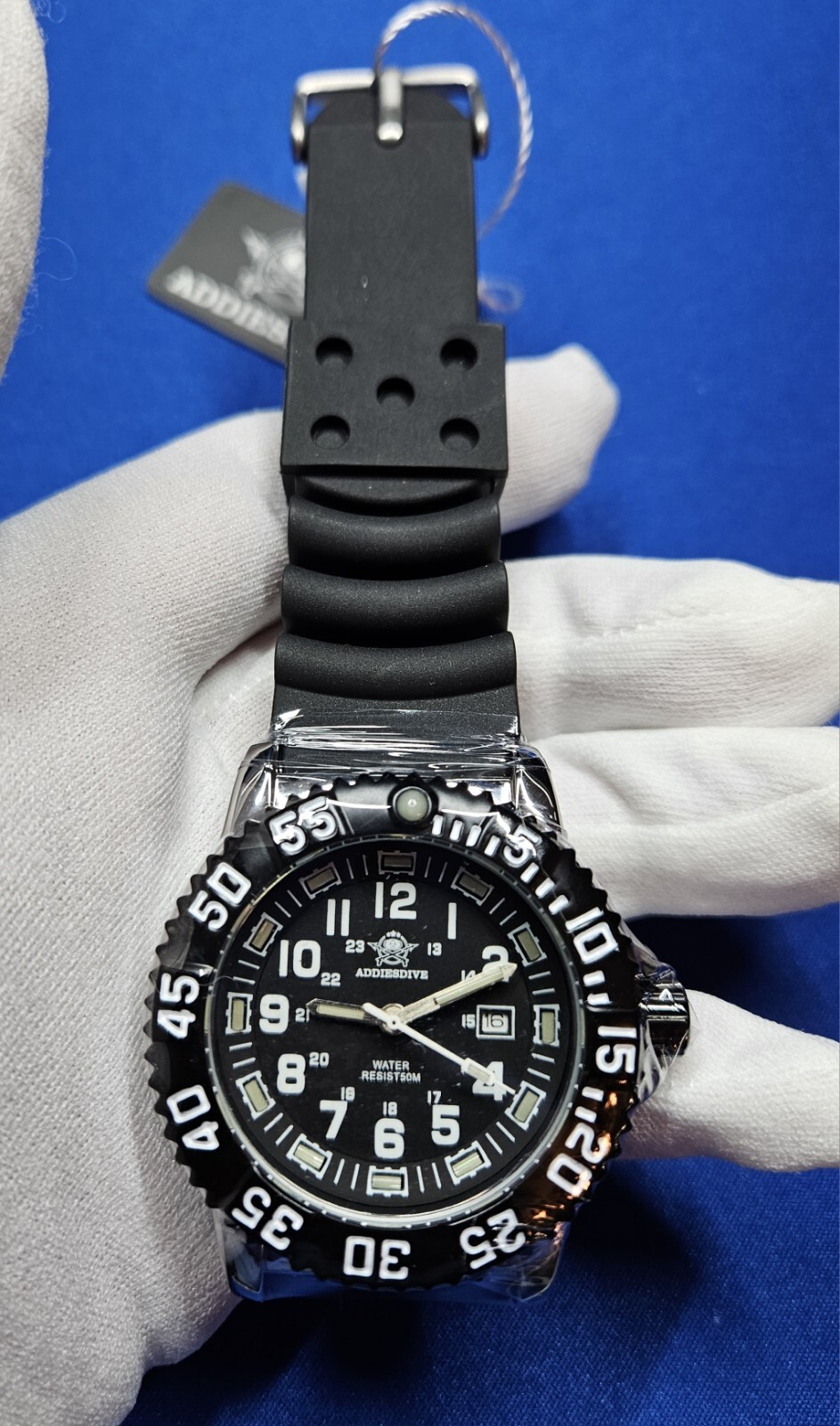 Addiesdive 44MM Luminox Style Black Rubber Strap Quartz Watch With Hard Case New