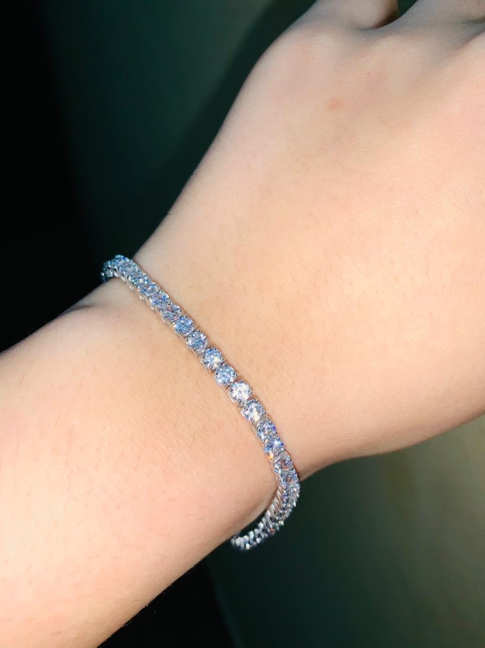6.50 Ct Round Cut Natural Diamond Tennis Bracelet 14K Solid White Gold 7 Inch
