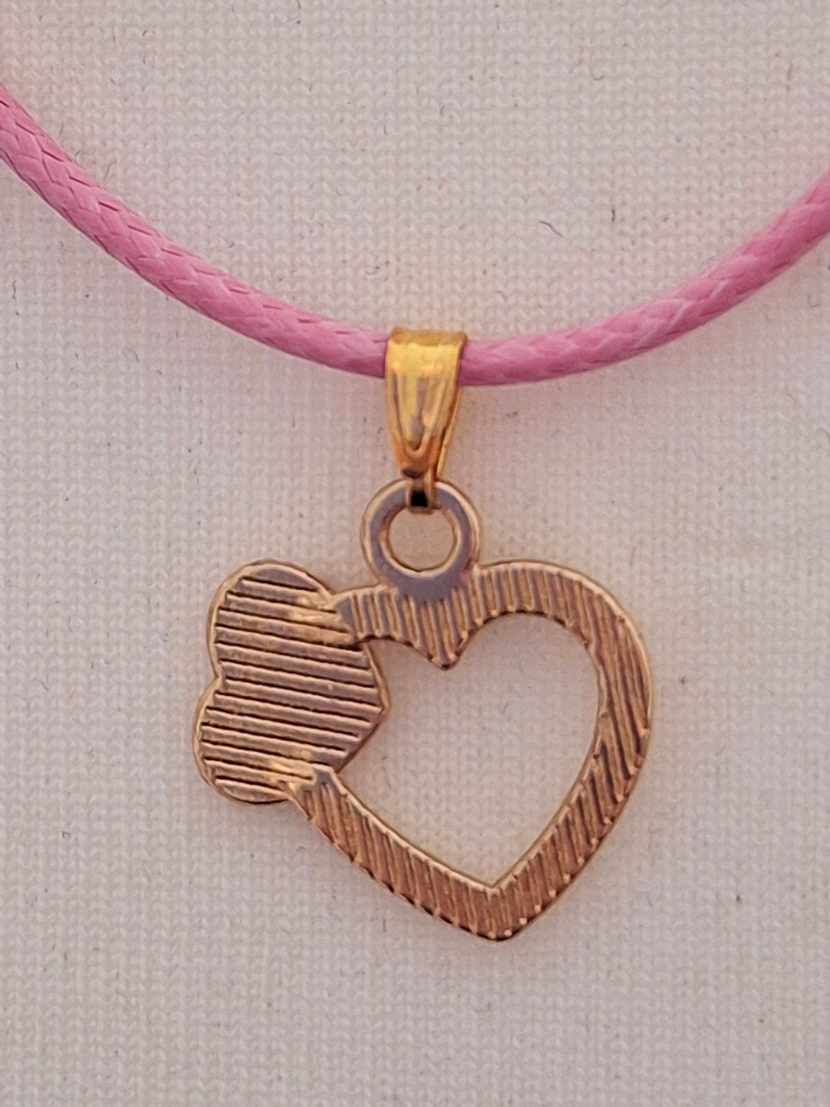 Baby Pink & Gold Tone Handmade Charm Cord Necklace Jewellery Birthday Gift