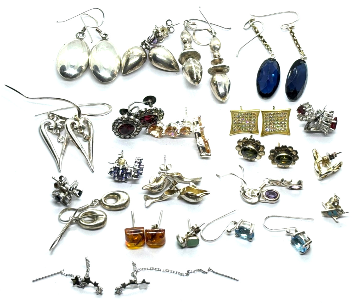 Job Lot 20 Pairs Sterling Silver Earrings – 60 grams