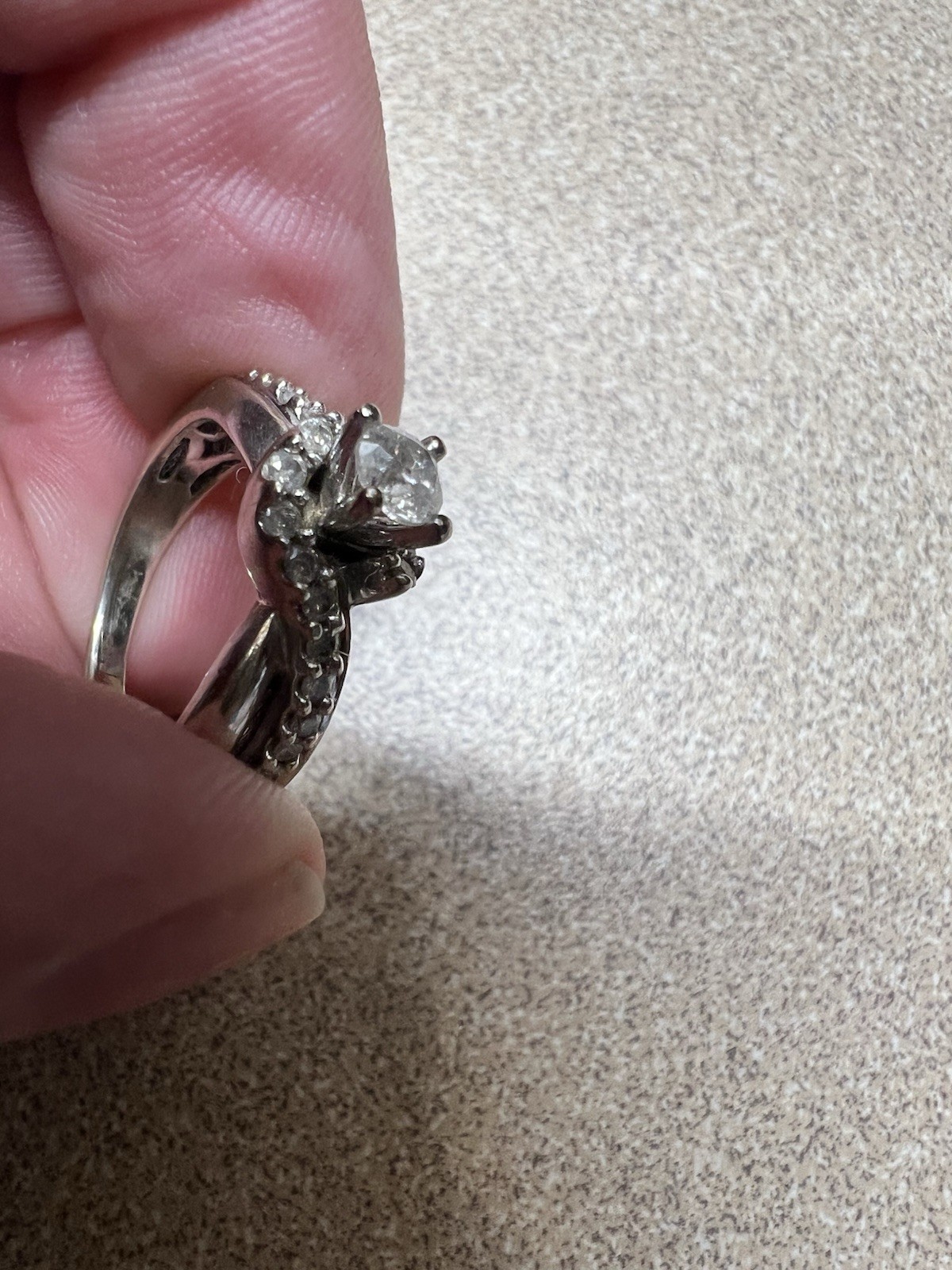 10k White Gold Diamond Engagement Ring Solitaire with Accents Zales
