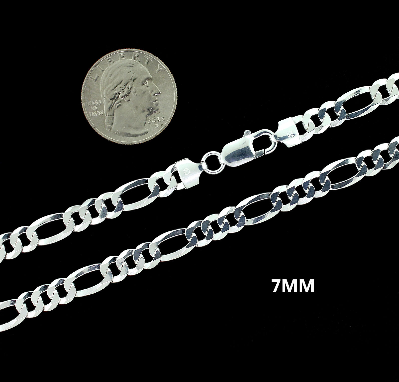 Real 925 SOLID Sterling Silver Italian FIGARO LINK Chain Bracelet or Necklace
