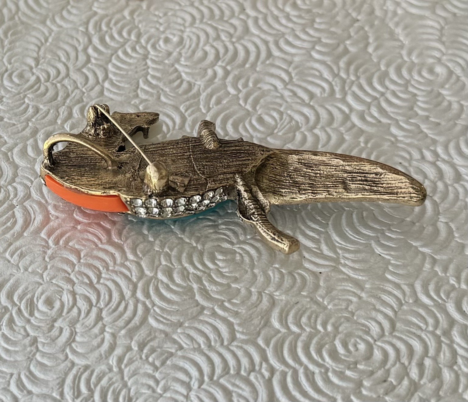 Toucan bird brooch & pendant enamel/resin on metal w/crystals