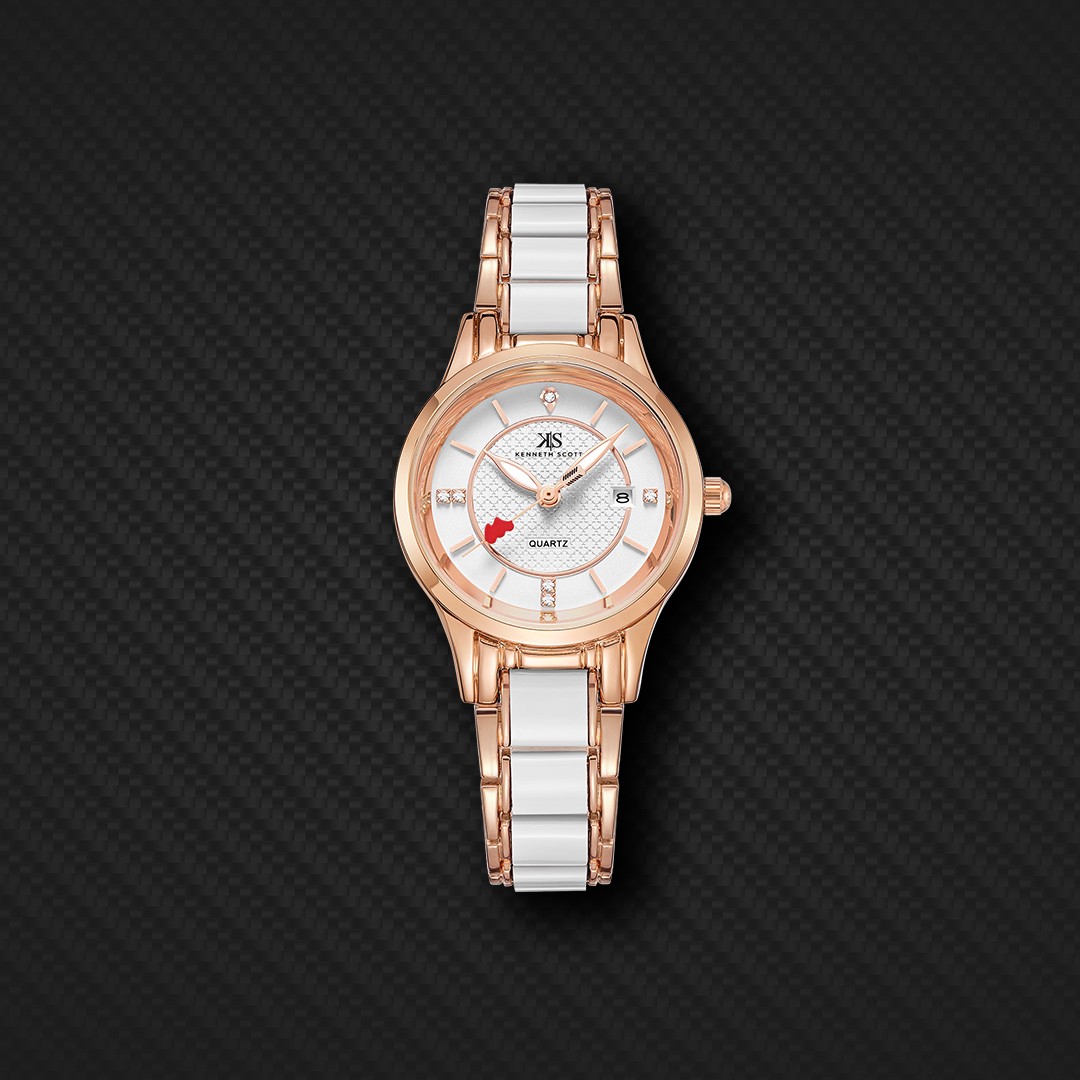 Kenneth Scott Women’s Analog Watch | White Dial, 30mm, 30 m (3 ATM)