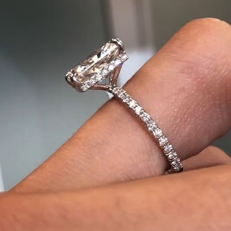 5.30CT Radiant Cut Lab-Grown Diamond 14k White Gold Women’s Hidden Halo Ring