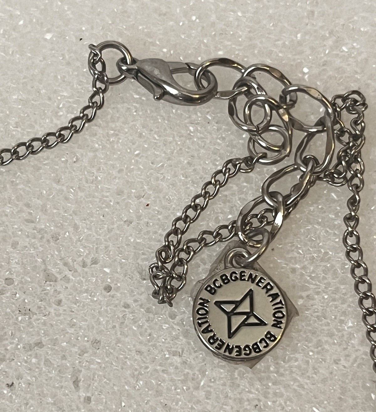 BCBG Generation “Fearless” Charm Letters Silver Tone Chain Necklace