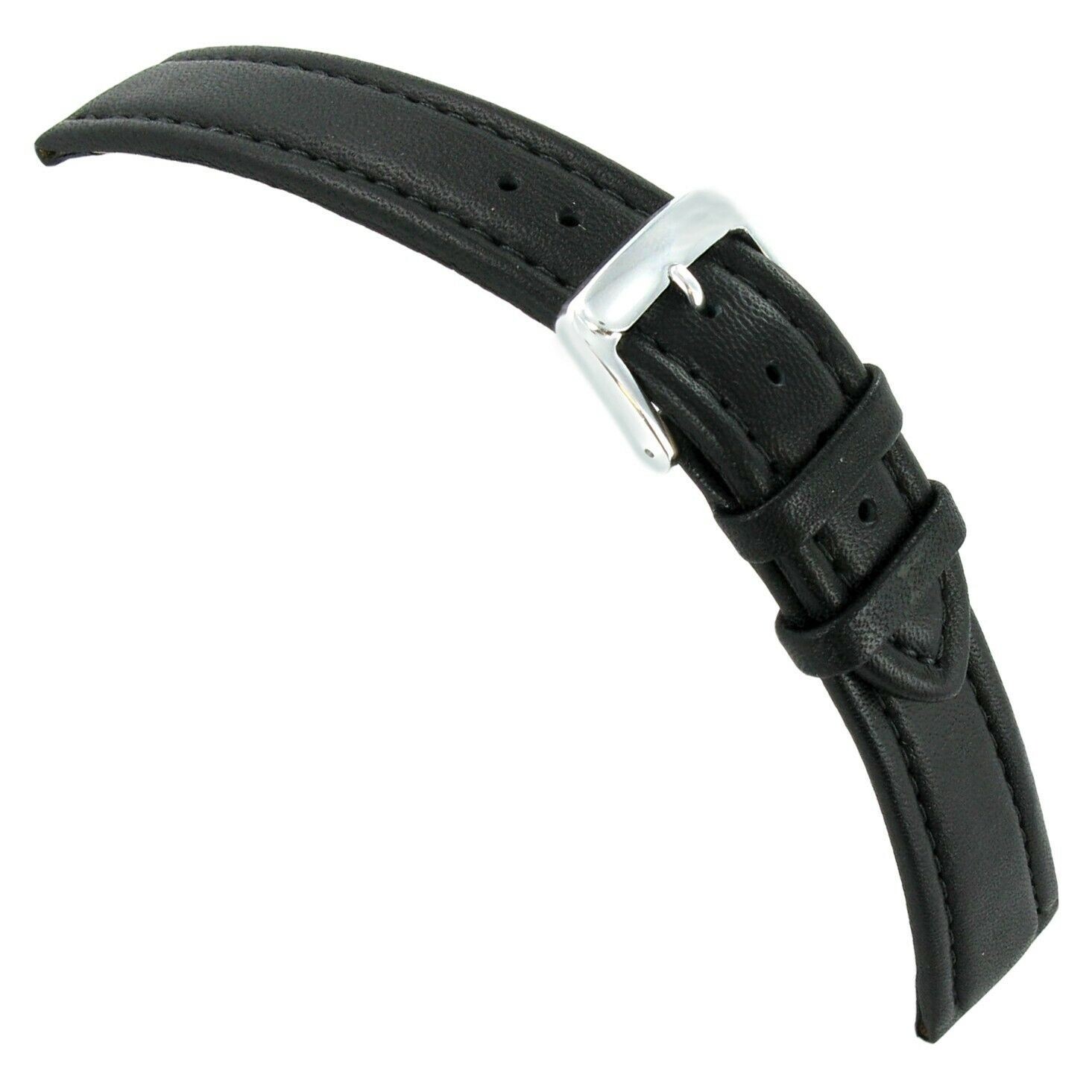 Men’s 18mm Black Watch Band – Stitched Calf Skin