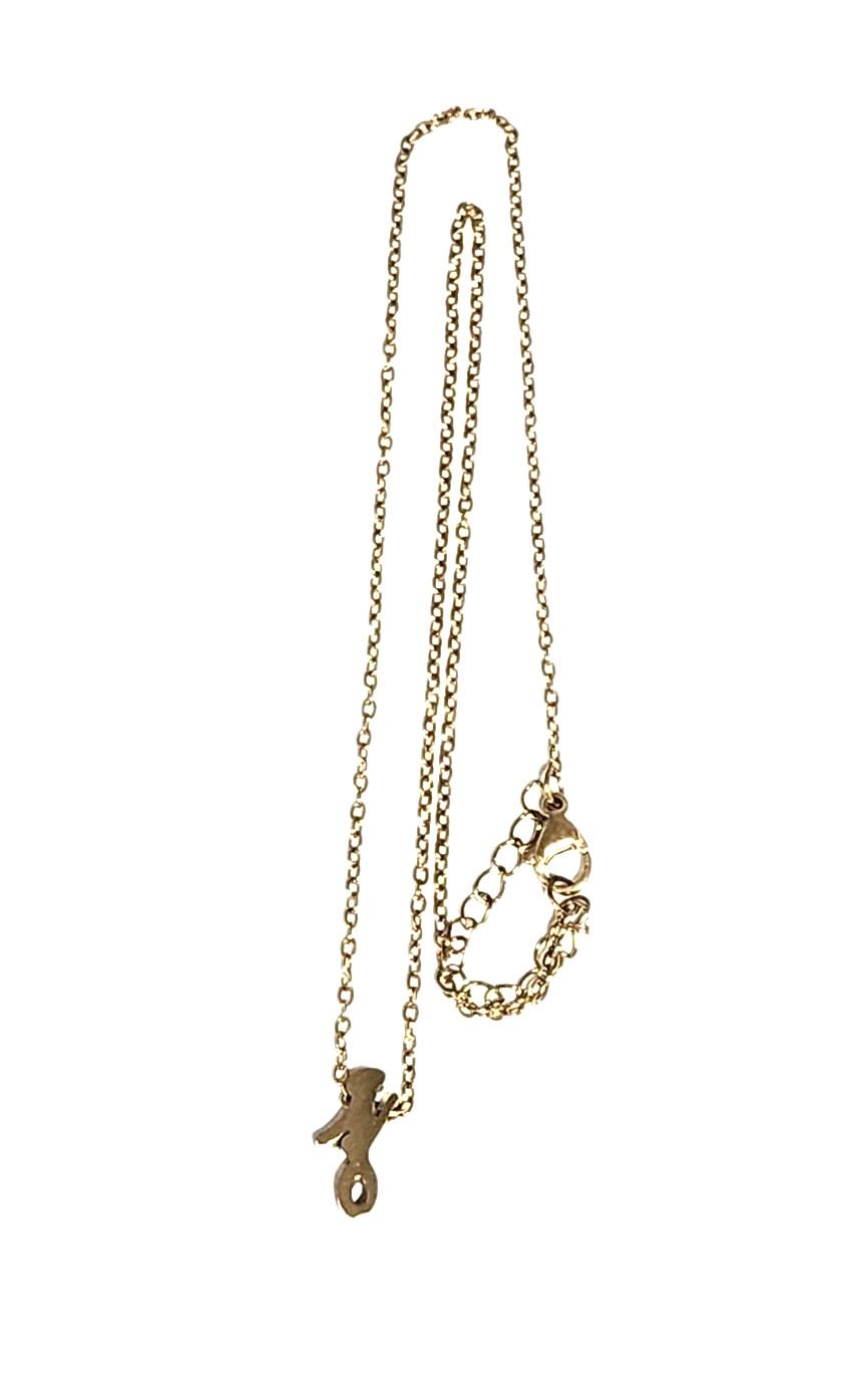 Dainty Cursive Letter J Initial Gold Tone Charm Pendant Necklace 17″ Name Cable