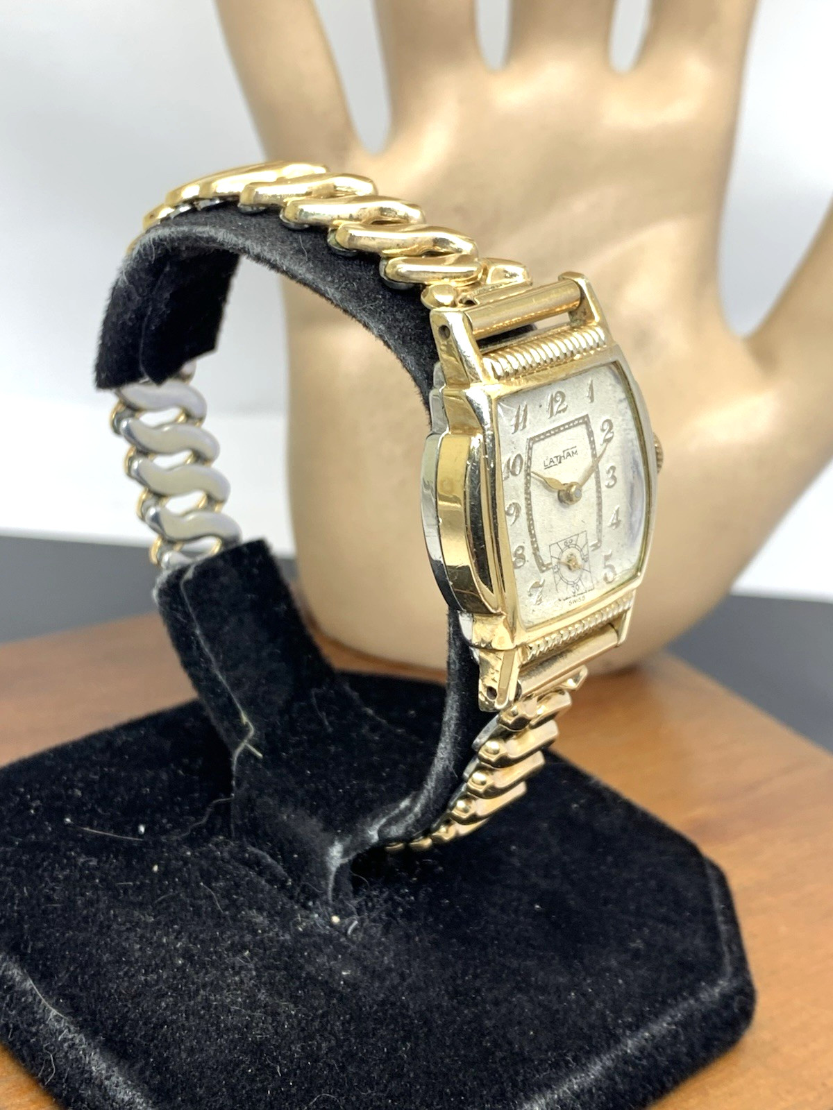 Latham Watch Art Deco Swiss Manual Silver Dial Gold Stainless Steel Tank 27mm