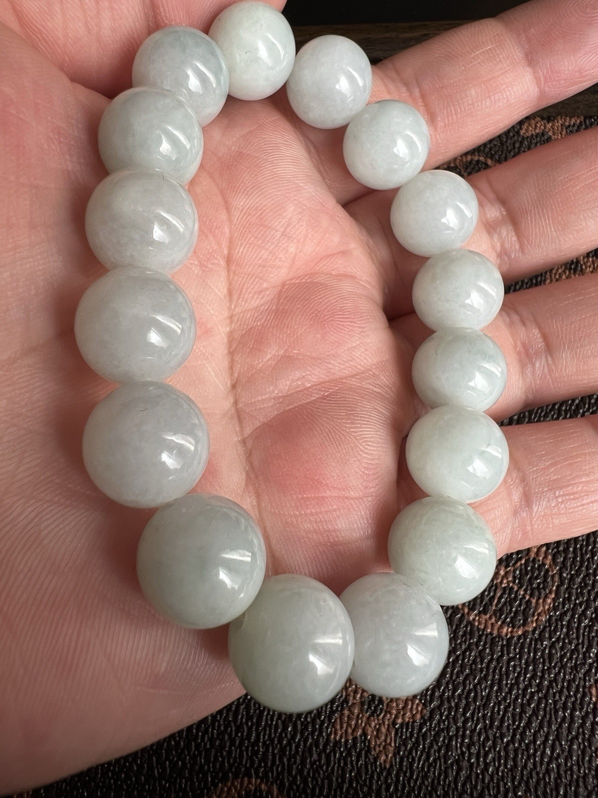 Natural Type A Jadeite Jade Bracelet 13mm Large Beads