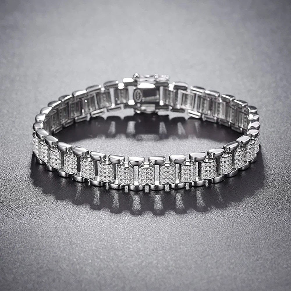 Luxury D Color VVS Moissanite Bracelet 925 Silver 7.5 Inches WG