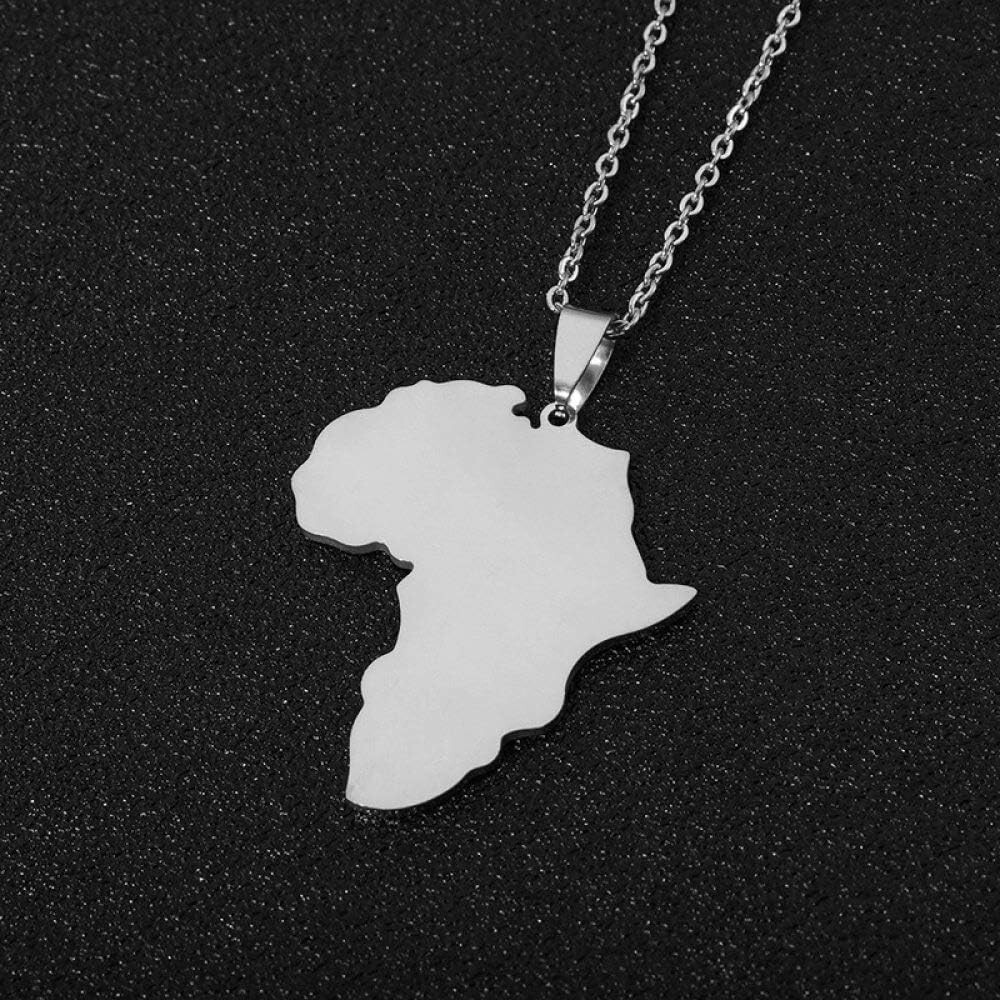 Africa Silver Pendant Necklace – African Continent Map Outline