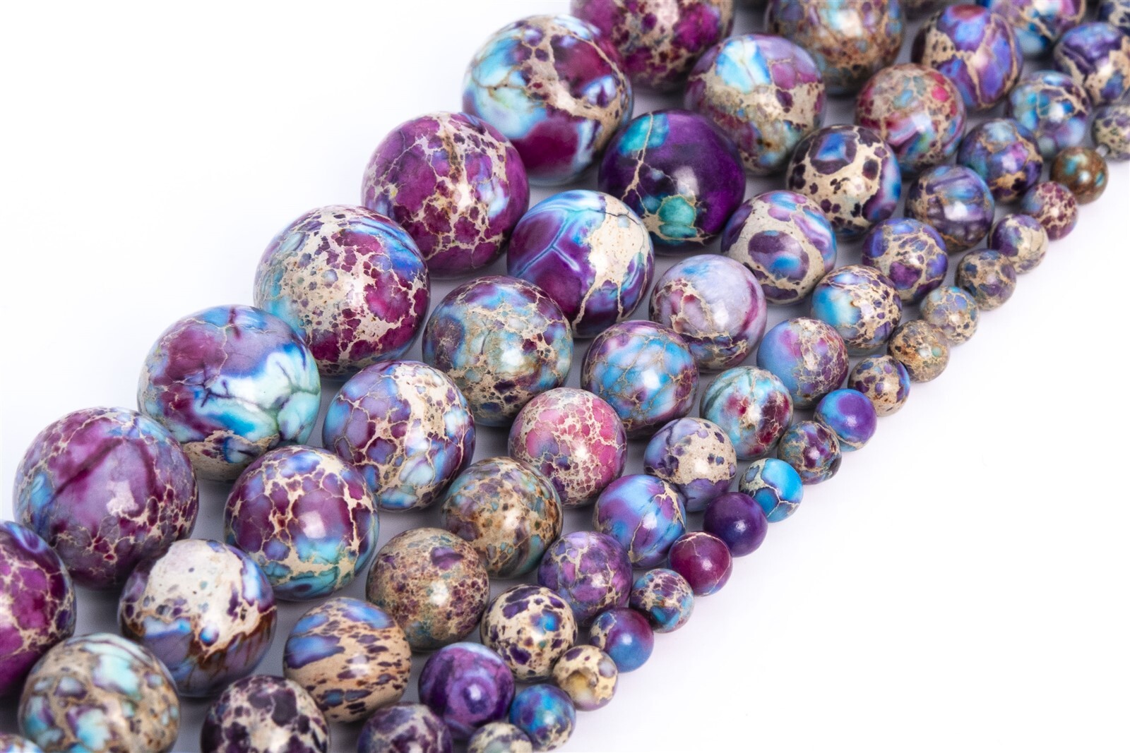 Purple & Blue Sea Sediment Imperial Jasper Grade AAA Round Beads 4/6/7-8/10/12MM