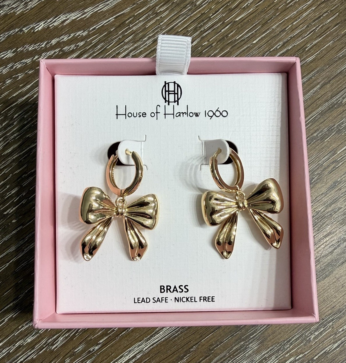 House of Harlow 1960 Goldtone Coquette Bow Hoop Earrings