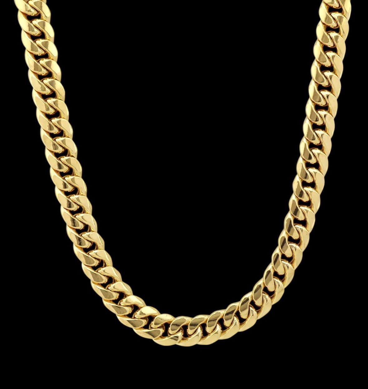 Real 14K Yellow Gold Chain Necklace 22″ Miami Cuban Link 7mm Mens 14K