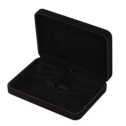 LETURE Large Velvet Jewelry Set Box, Big Ring Earring Pendant Gift Box, Black